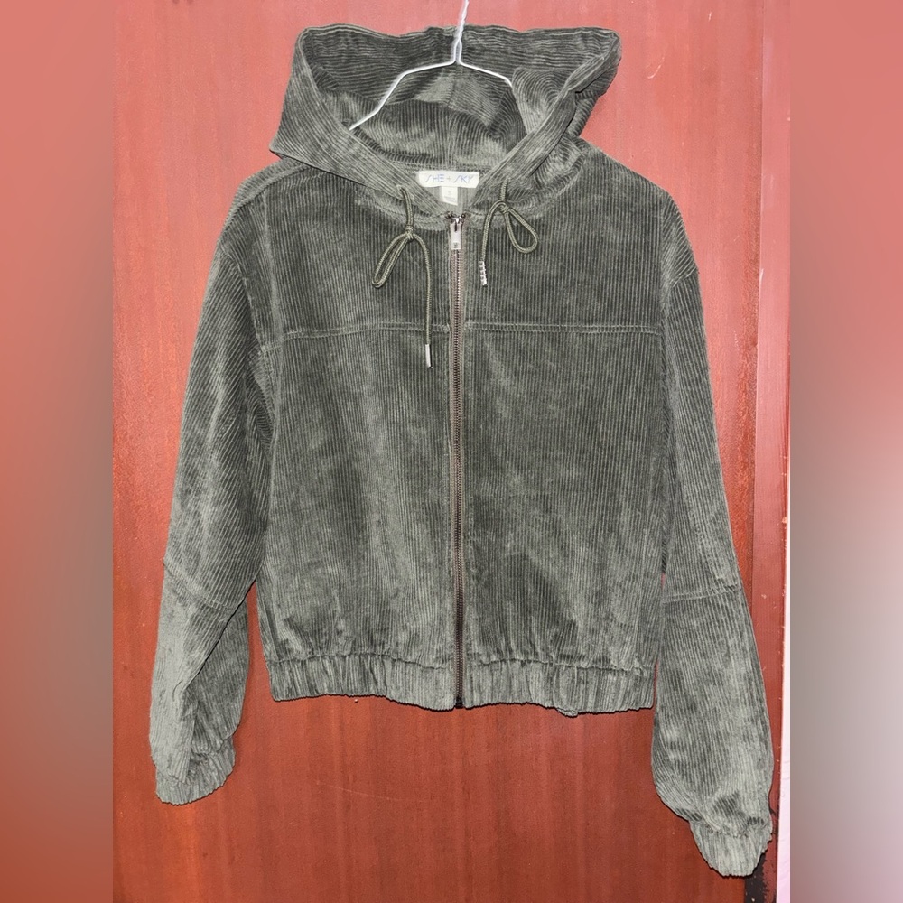 She + Sky Olive Corduroy Hoodie